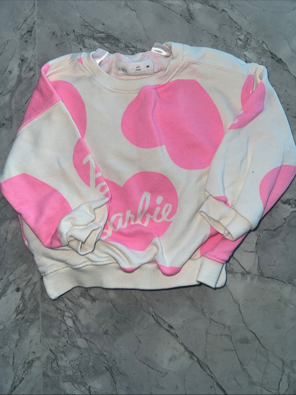 Zara White and Pink Barbie Heart Sweatshirt - Kids Matching Set